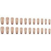 VIBEFICANT GLAZE Nude Medium Coffin Glitter French Tip Rhinestone Press on Nails